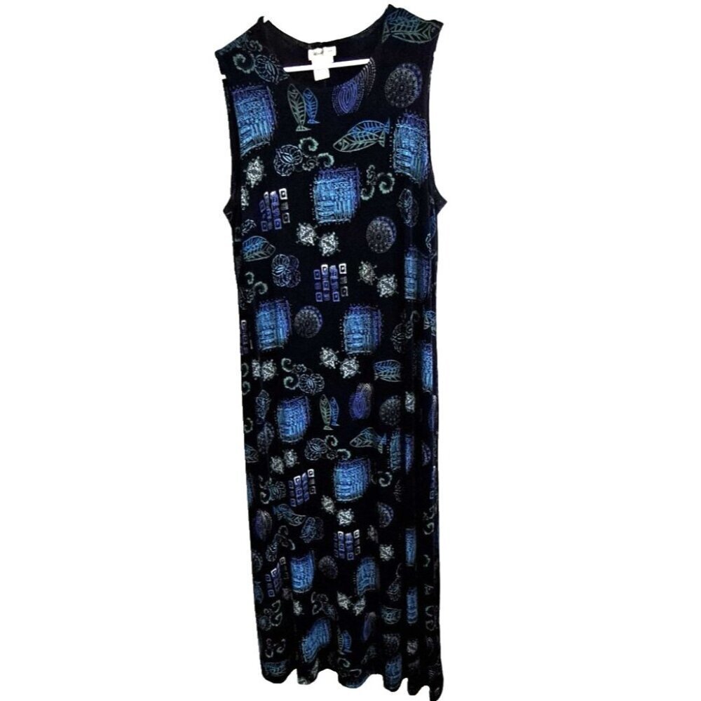 Coldwater Creek Women's 3X Sleeveless Slinky Multicolor Maxi Dress